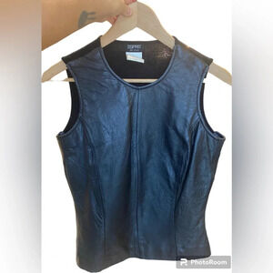 ESPRIT|| Vintage 100%Leather Camisole Blouse, No flaws with a knit back.